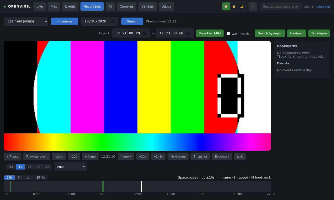 Playback with the day timeline